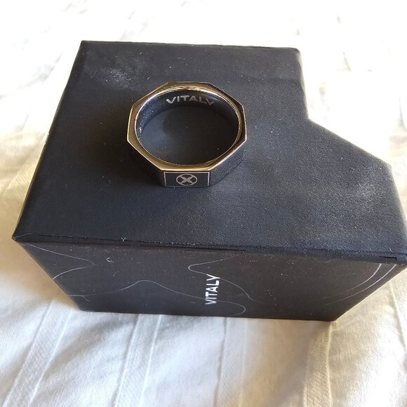 New Vitaly Hex Ring - Stainless Steel - Sz 5 - Picture 1 of 5